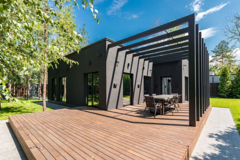 Terrasse avec lames en bois